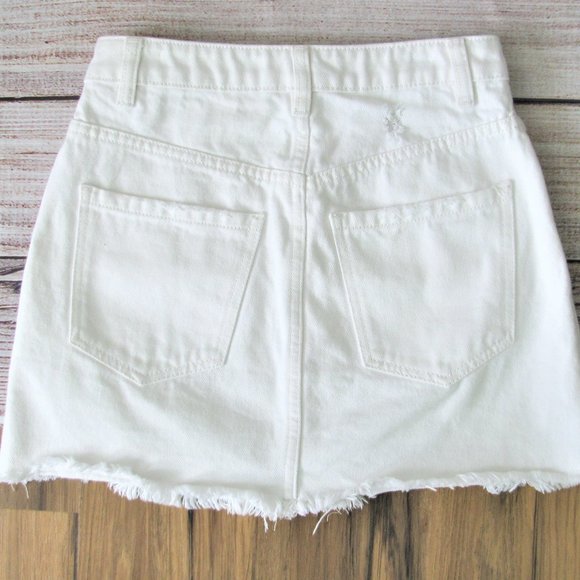We The Free/Free People White Zip It Up Denim Mini Skirt - Picture 5 of 8